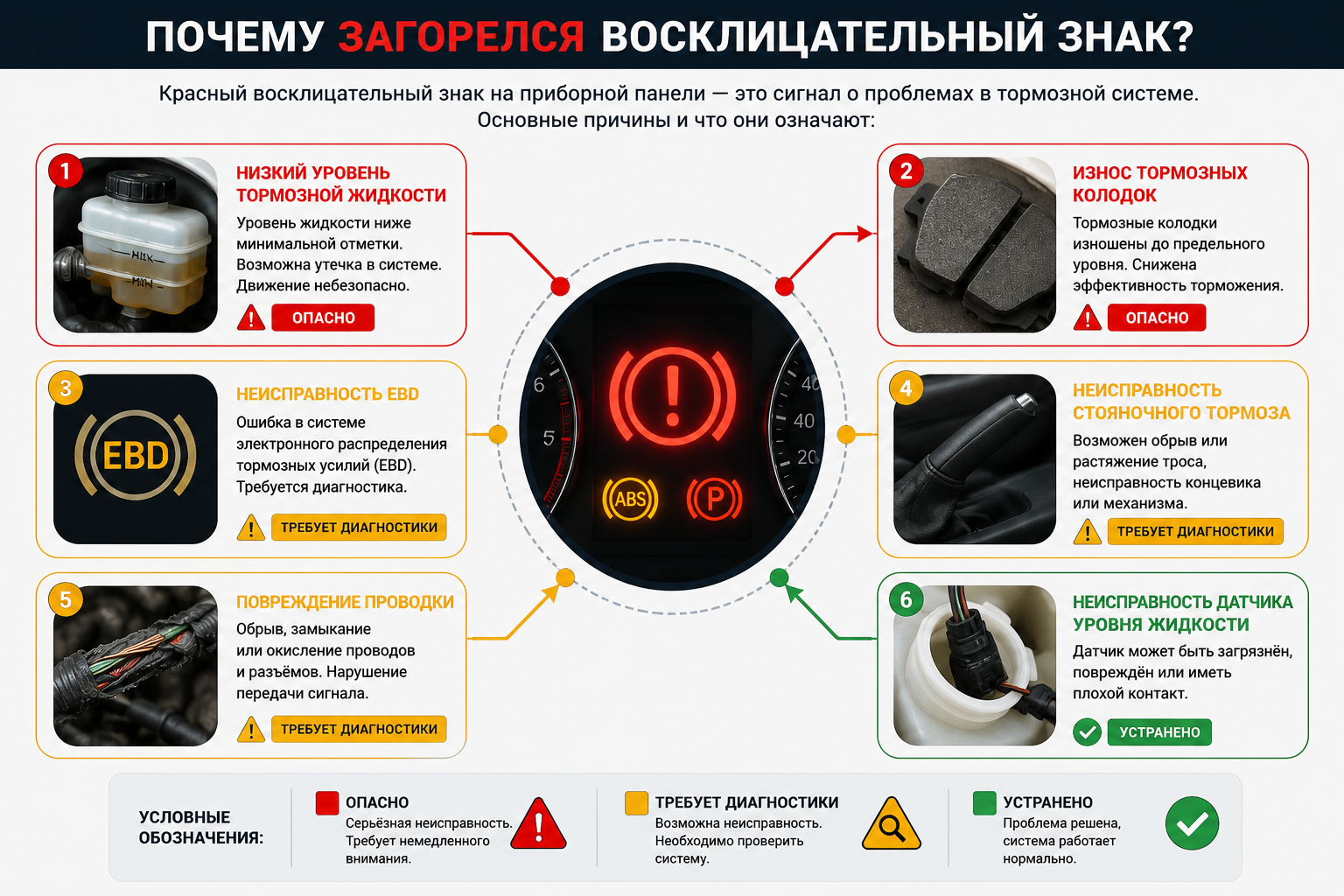 Красный восклицательный знак на приборной панели (8)