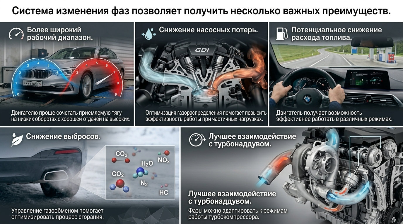 как работает система изменения фаз газораспределения