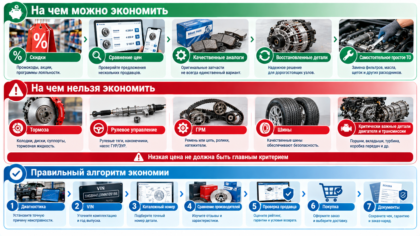 Экономия на автозапчастях важные правила