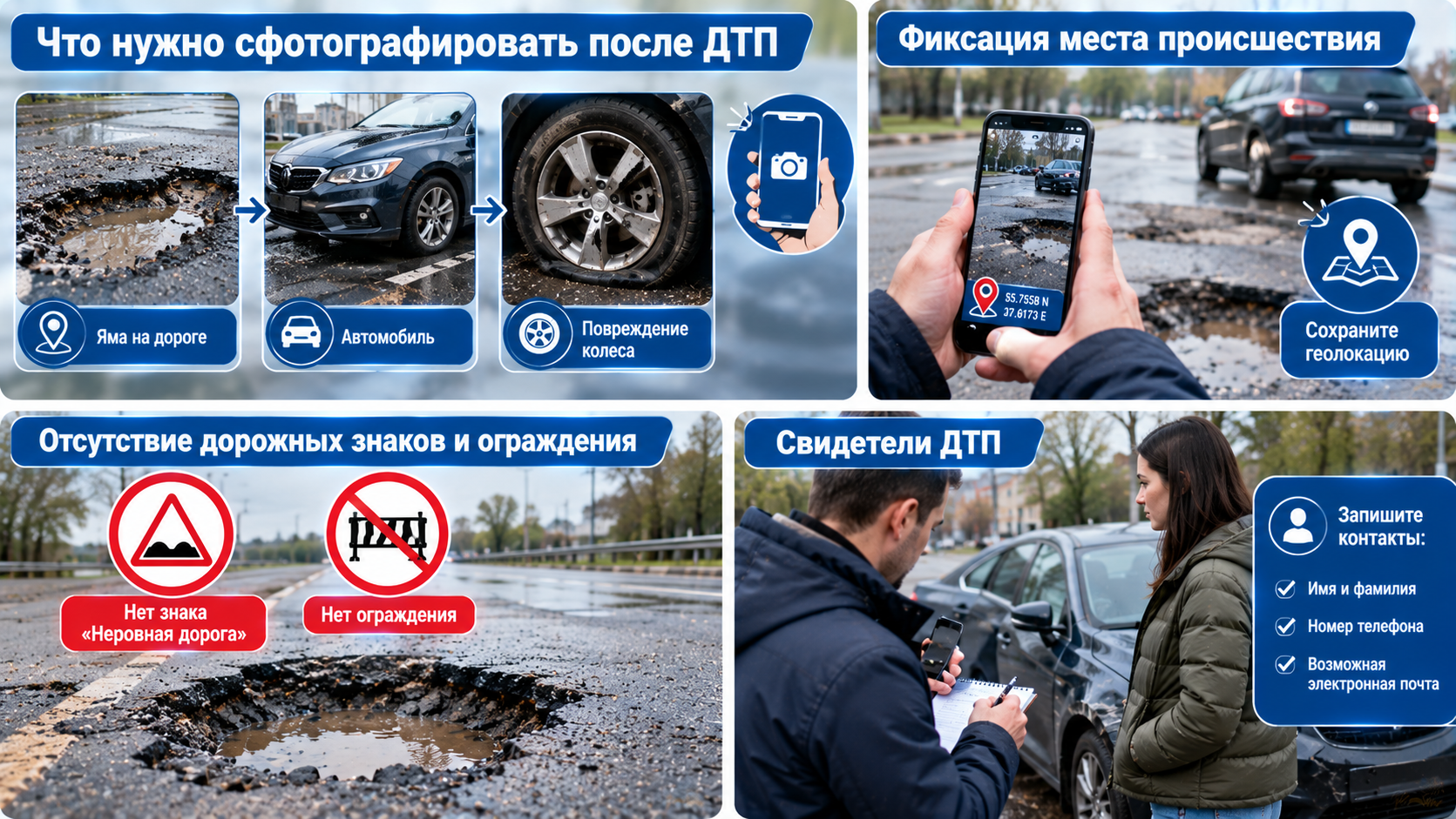 Фотофиксация ДТП и сбор доказательств