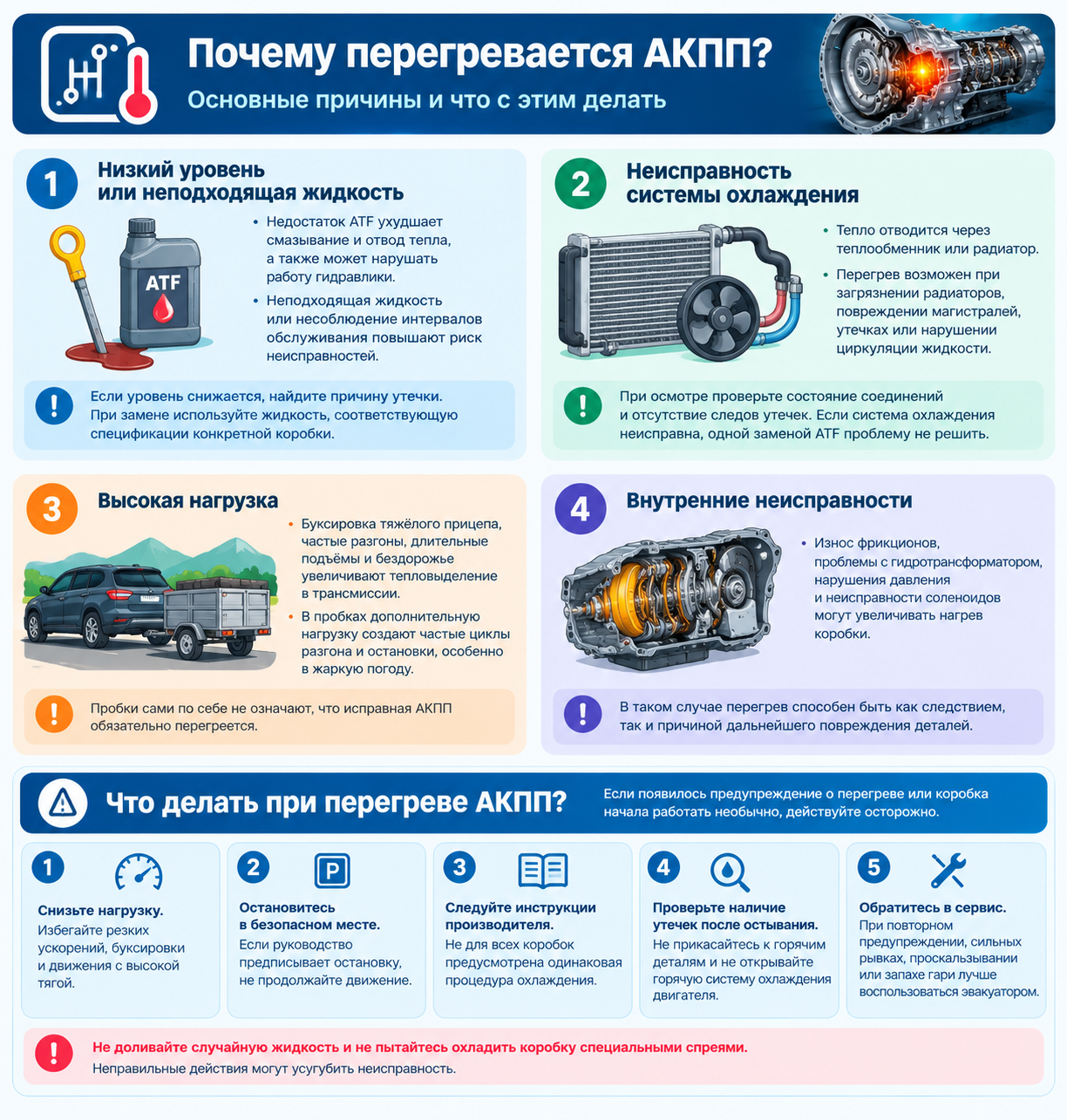 Инфографика причины перегрева АКПП