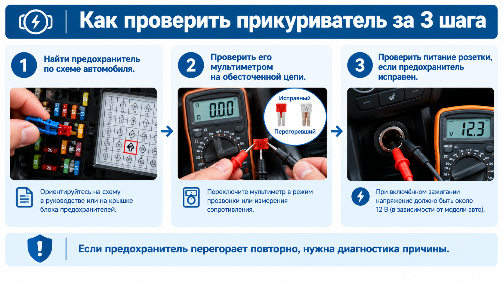 Как проверить прикуриватель за 3 шага
