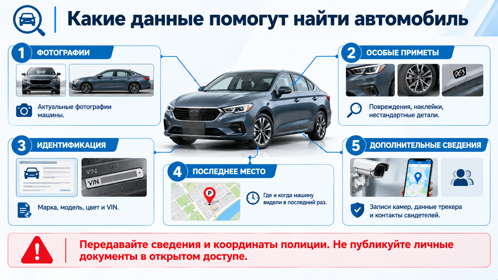 Какие данные помогут найти автомобиль