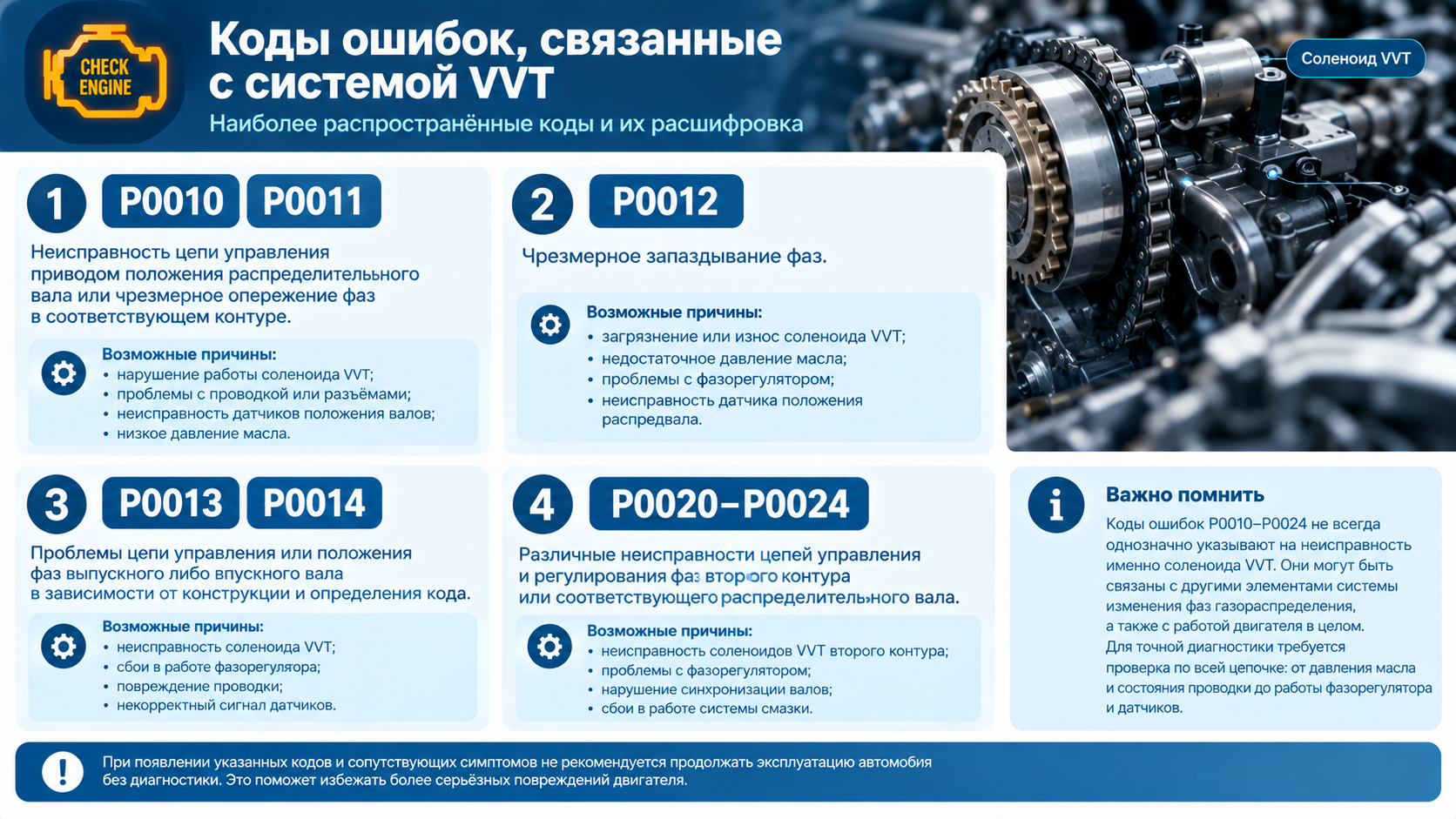 Коды ошибок системы VVT диагностика фаз