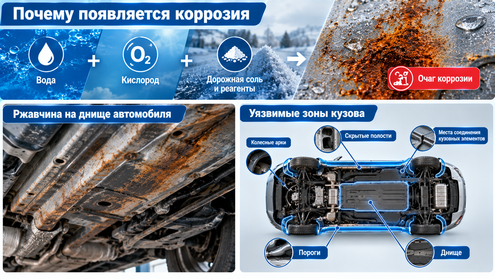 Почему появляется ржавчина зоны коррозии автомобиля
