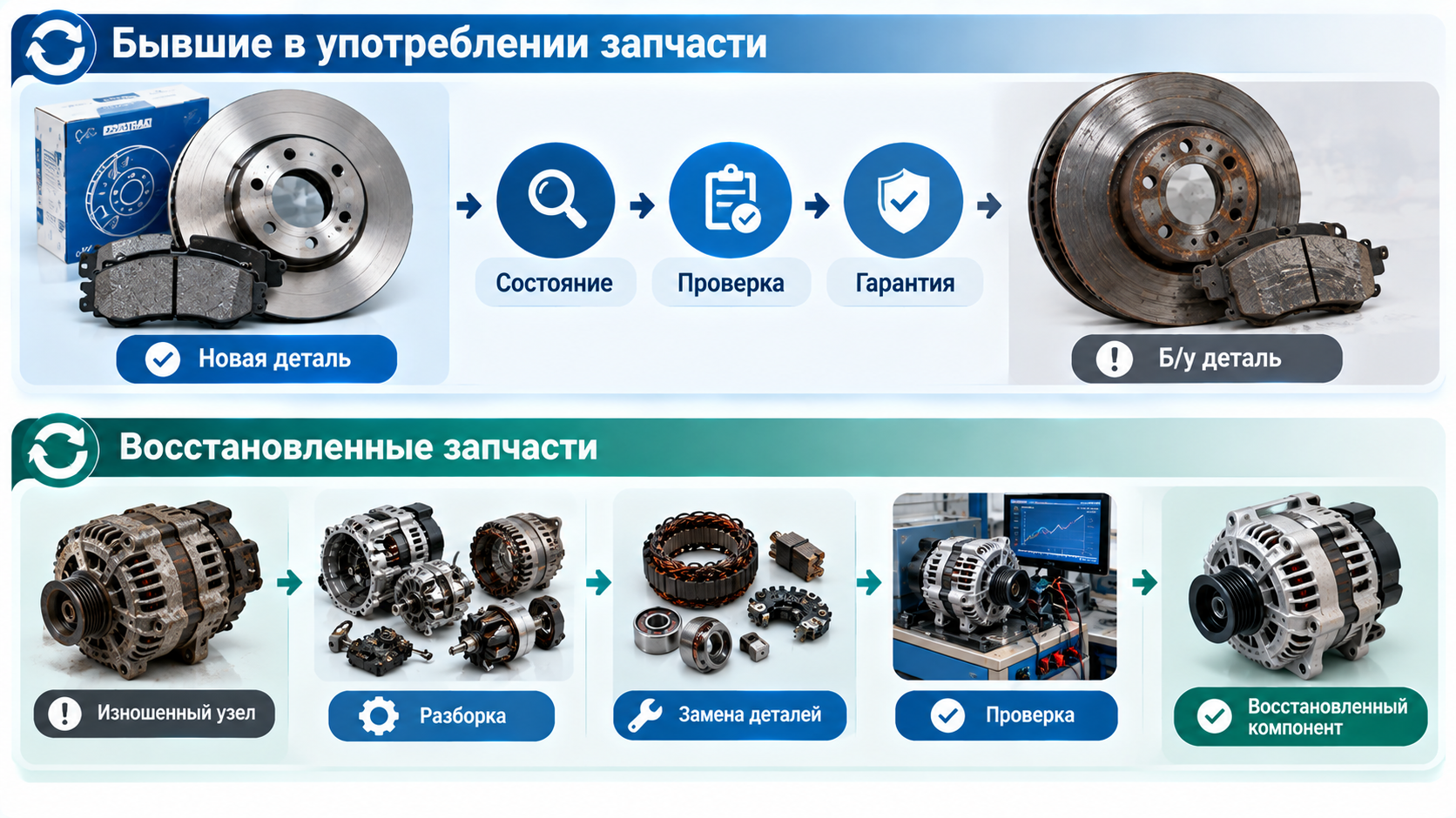 Сравнение новых и восстановленных автозапчастей